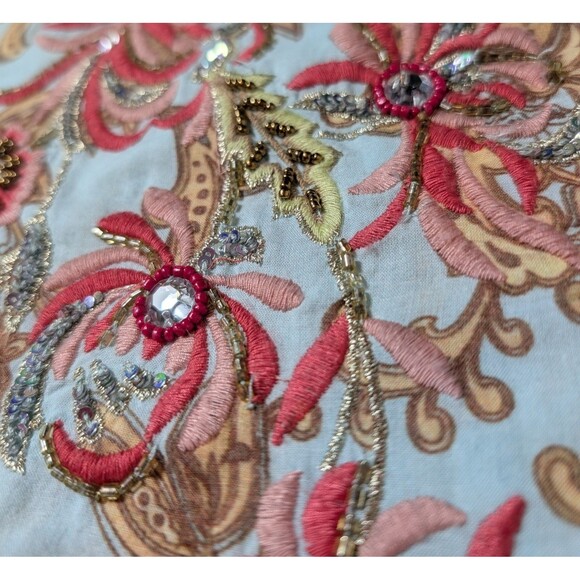 Soft Surroundings Size XL Descana Blouse Button Up Mixed Media Embellished - Picture 8 of 12